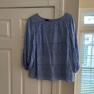 Talbots Light Blue Blouse with Eyelet Design